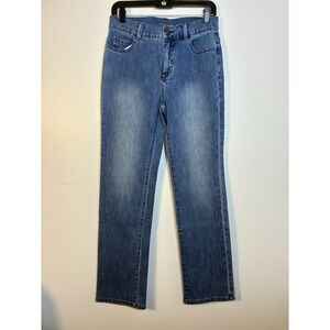 soft surroundings Straight Leg Mid‎ Rise Jeans Women's Sz 8 Mid Wash Stretch